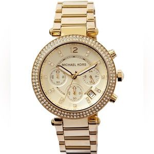 Micheal Kors Mk Parker Chronograph Gold-Tone Stainless Steel Watch